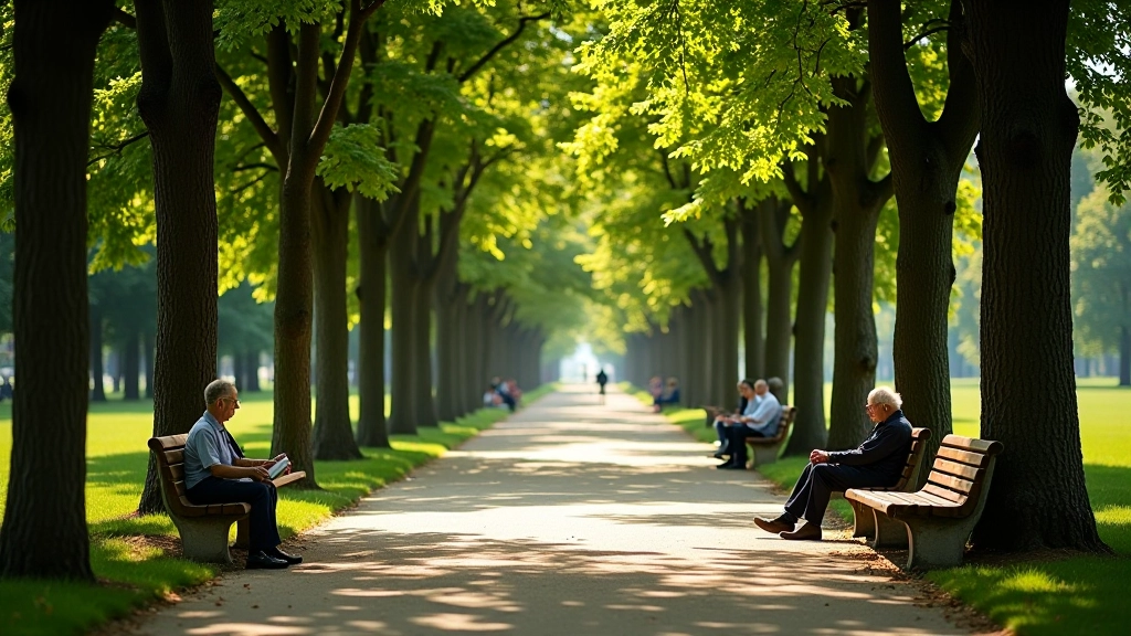 Senos liepų alėjos su šešėliais ir suoliukais